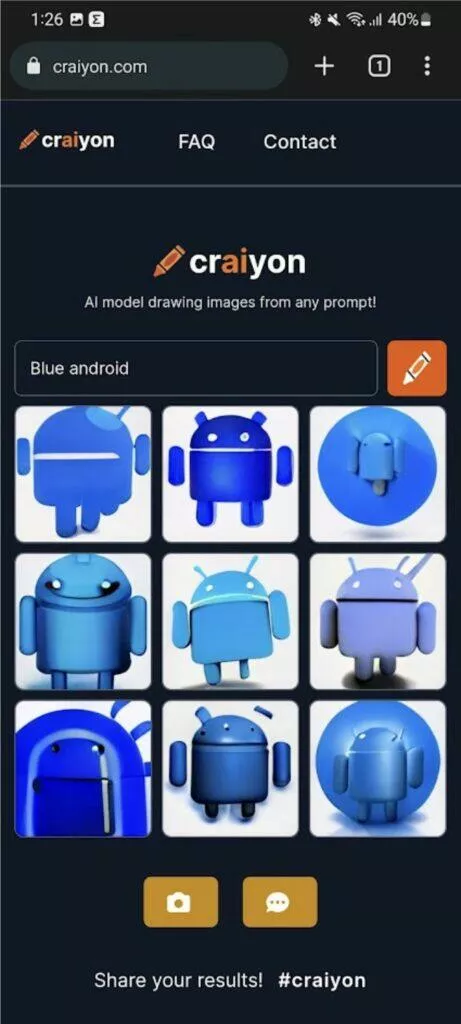 Craiyon AI mobil kreslení generátor obrázků DALL-E mini výsledek Android