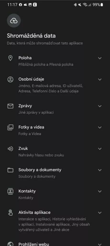 Obchod Google Play oprávnění aplikace zabezpečení údajů Mapy Google detail