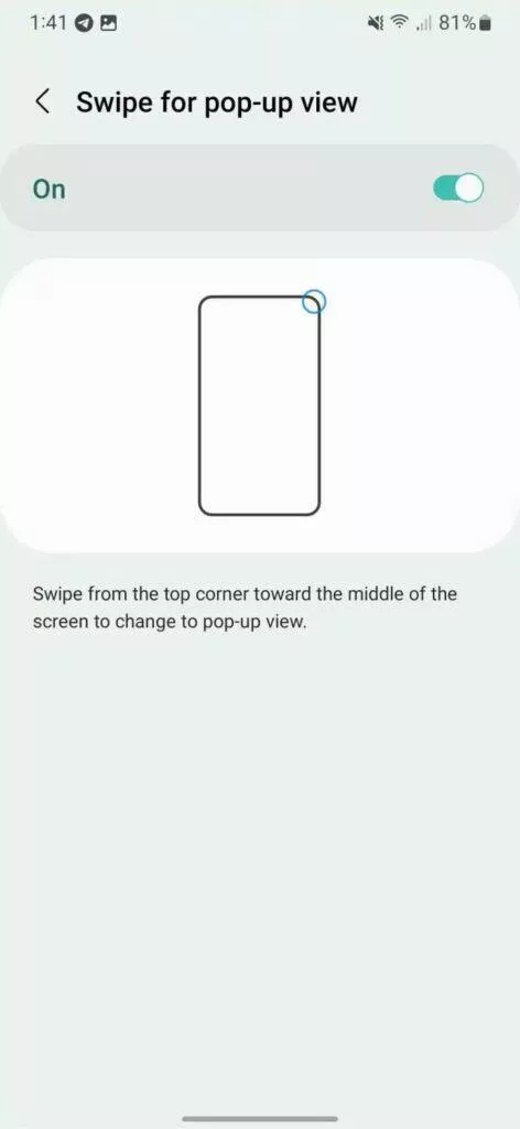 One UI 5 Android 13 Samsung ukázky gesta pop-up
