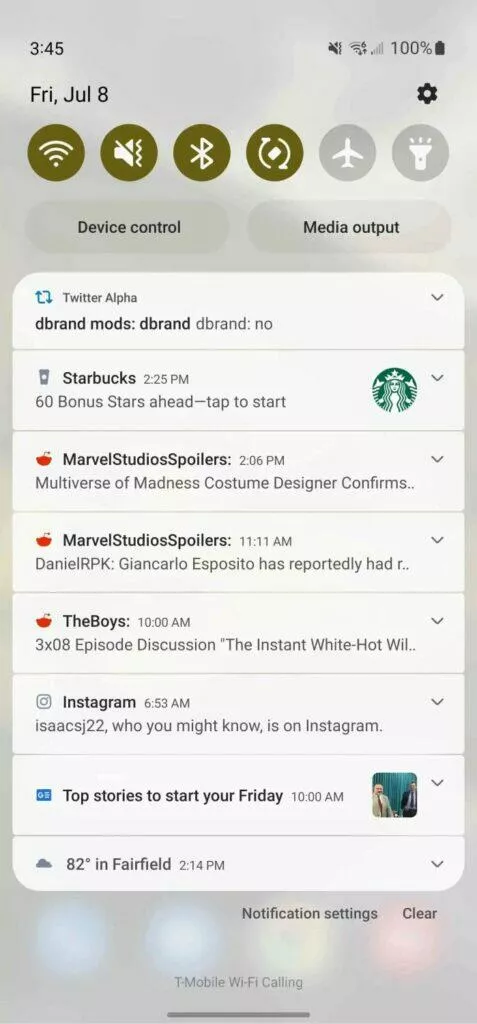 One UI 5 Android 13 Samsung ukázky notifikace 4