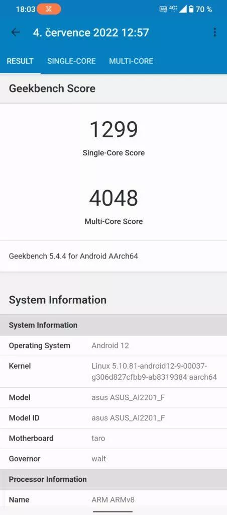 rog phone 6 geekbench