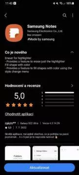 Samsung Poznámky update 4.3.14.39 changelog