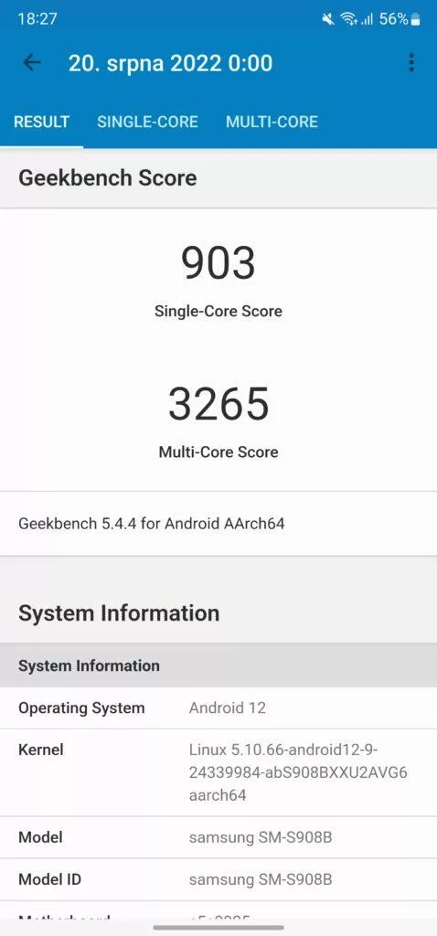 galaxy s22 ultra geekbench