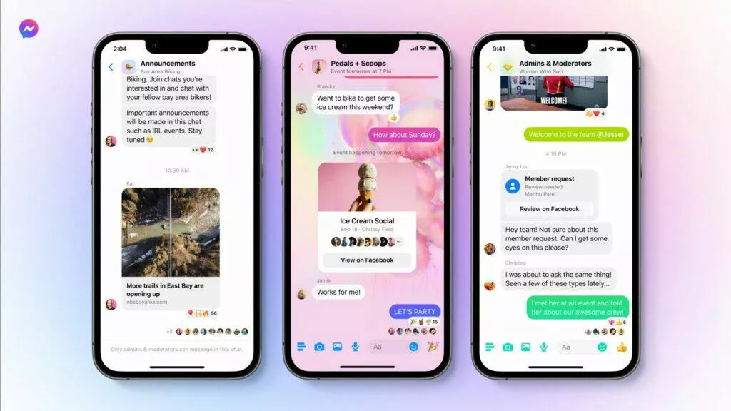 Facebook Messenger Skupiny Komunitní chaty ukázka