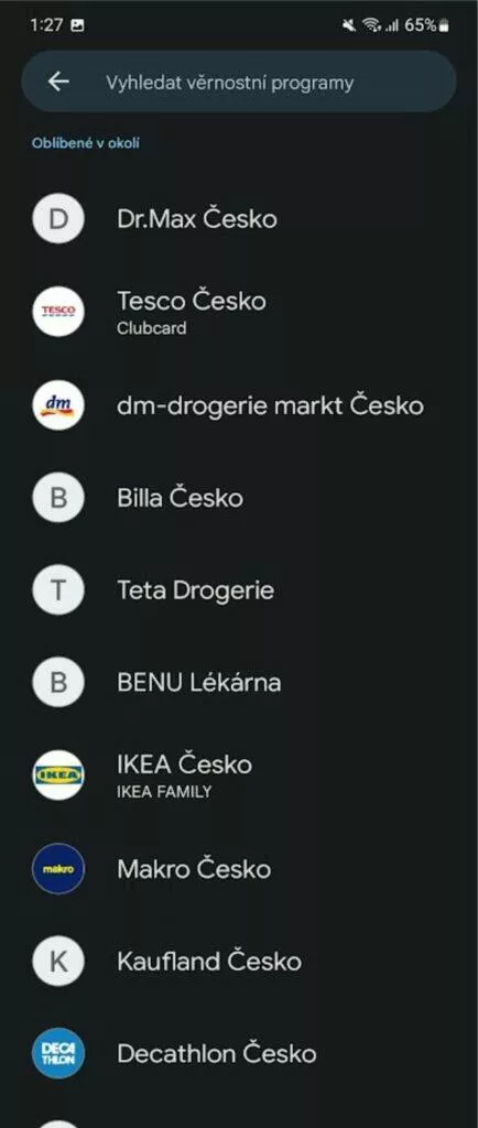 Peněženka Google věrnostní karty návod 3 nabídka