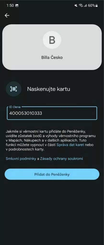 Peněženka Google věrnostní karty návod 5 údaje