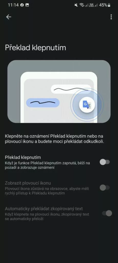 Překladač Google 6 překlad klepnutím