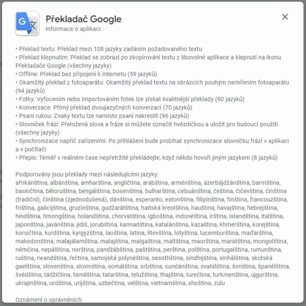 Překladač Google Obchod Google Play popis
