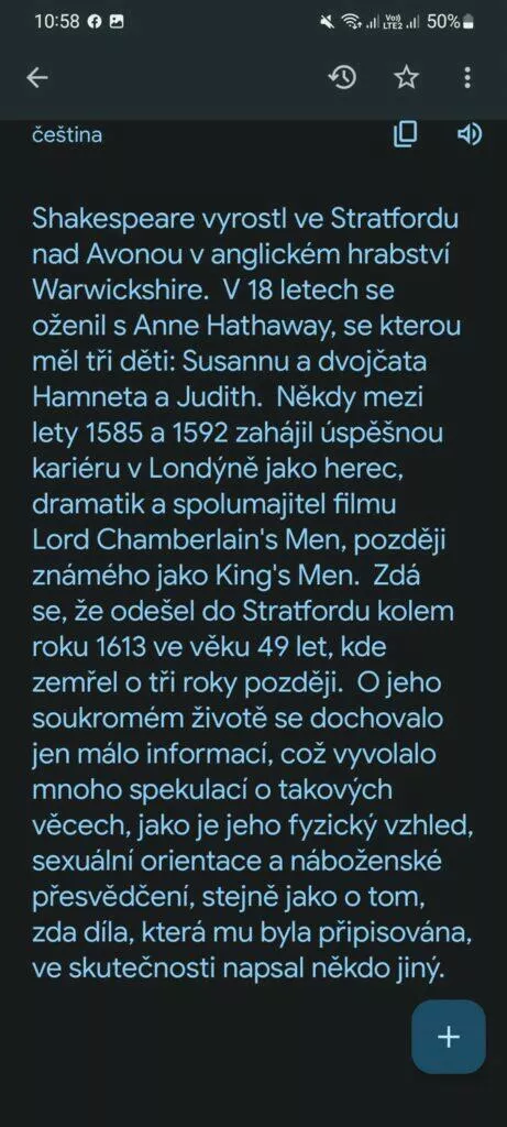 Překladač Google Shakespeare CZ-ENG-CZ