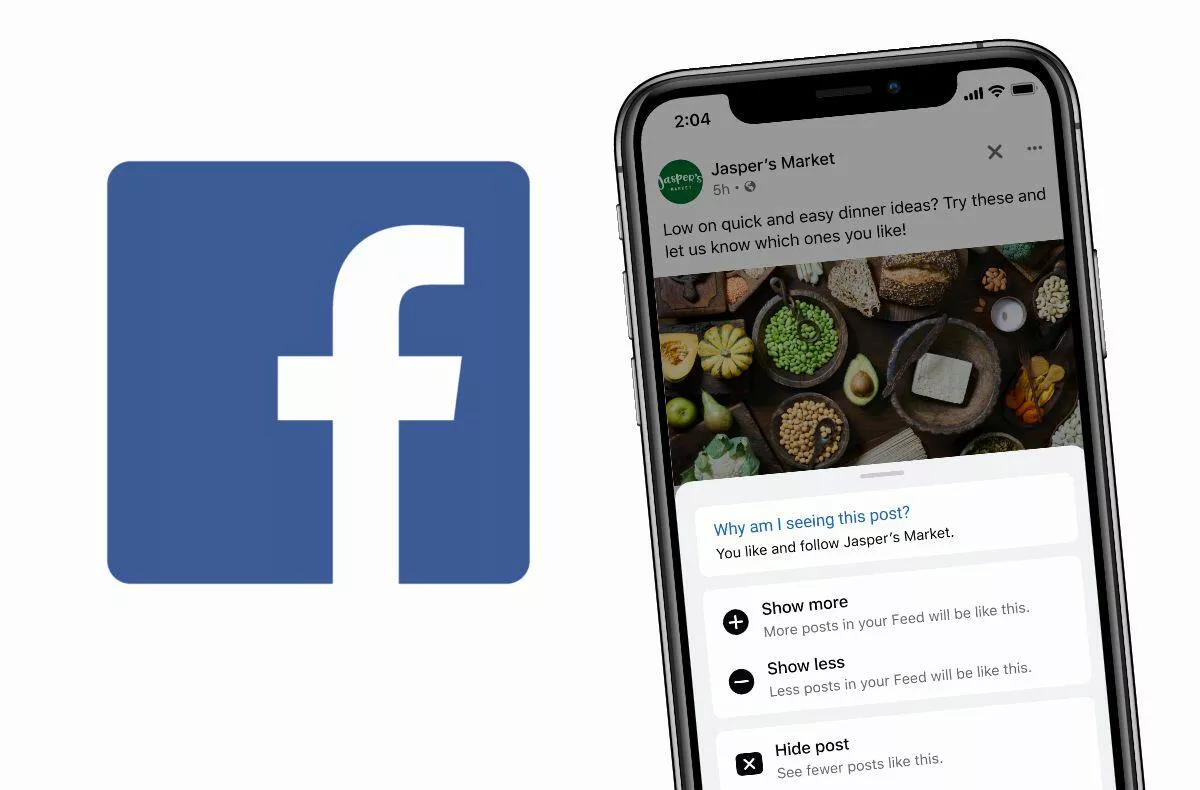 Facebook aplikace Zobrazit více Zobrazit méně tlačítka algoritmus