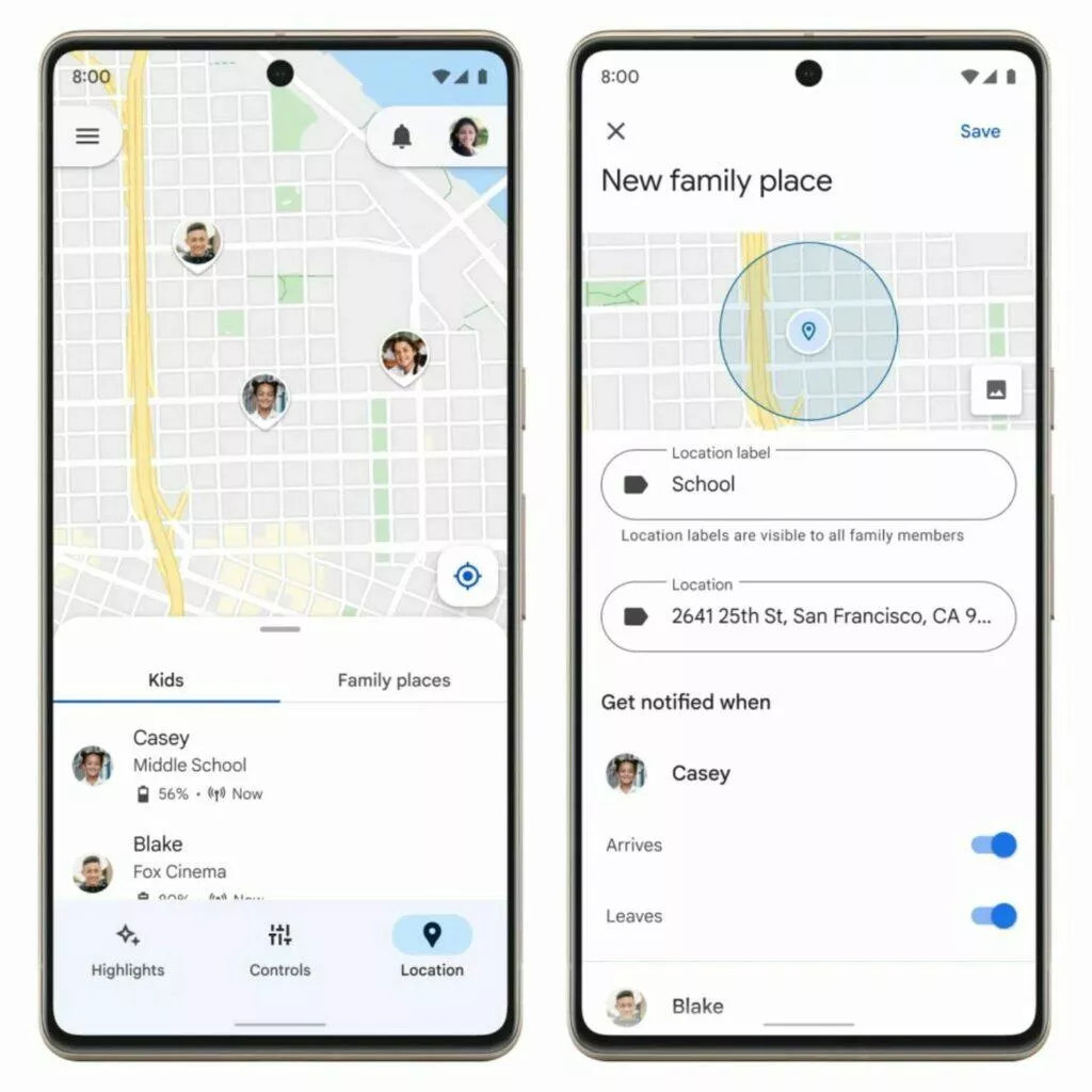 Google Family Link novinky 2022 mapa