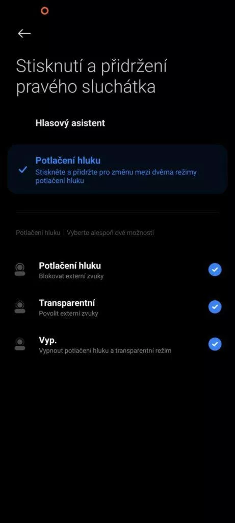 aplikace Xiaomi Earbuds podržení