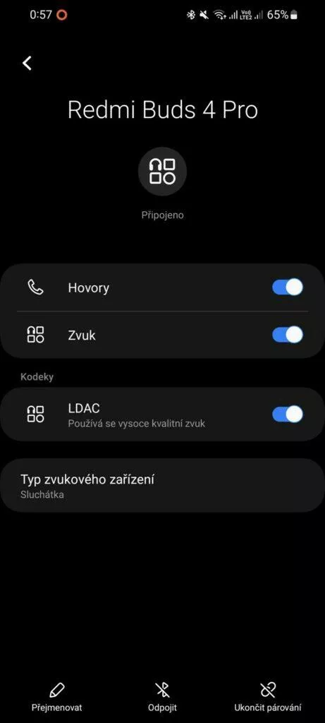 Bluetooth nastavení