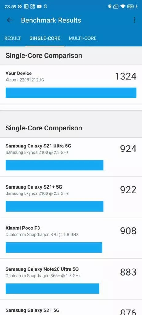Geekbench CPU single-core