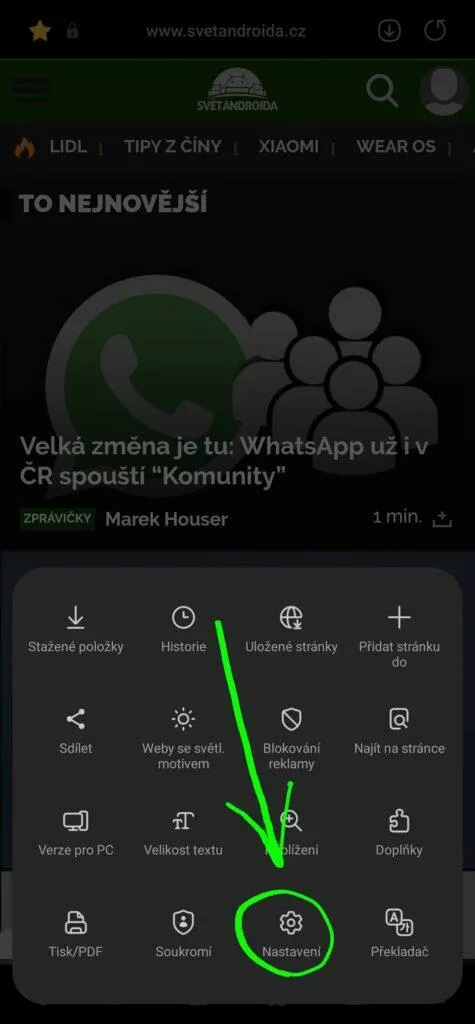 Google Chrome Samsung Internet záložky synchronizace návod 2 aplikace nastavení