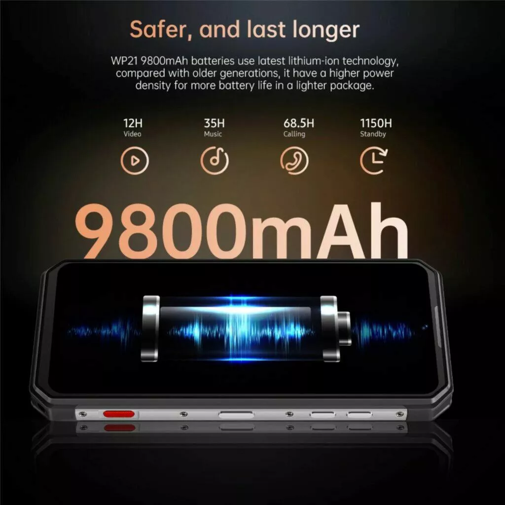 Oukitel WP21 9 800mAh baterie 66W nabíjení 120Hz displej baterie