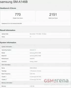 samsung galaxy a14 5g geekbench