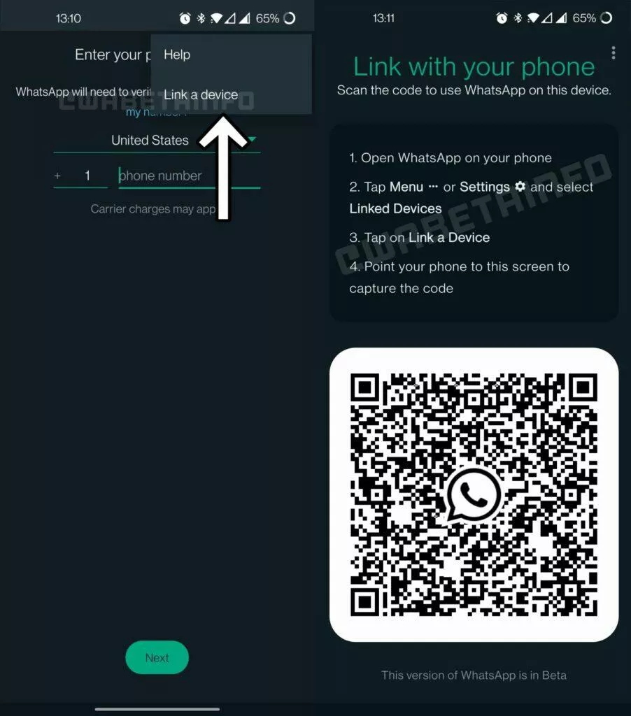 WhatsApp přihlášení na více zařízeních beta