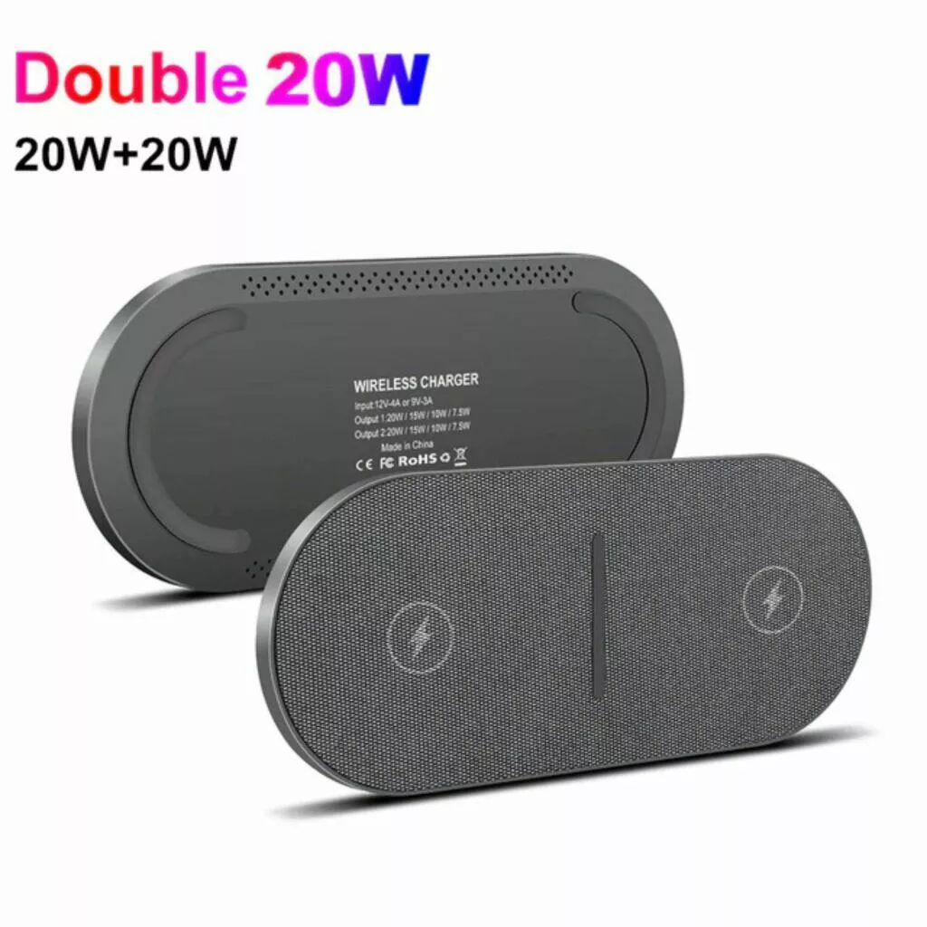 Duální 2x 20W bezdrátová nabíječka