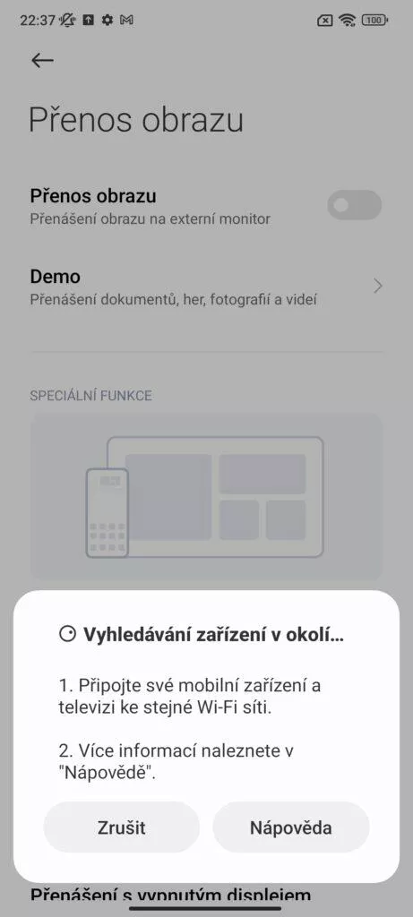 miui vyhledávání zařízení pro přenos