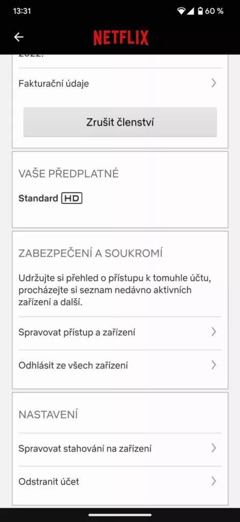 netflix premium sprava zarizeni odpojeni odhlaseni aplikace ucet
