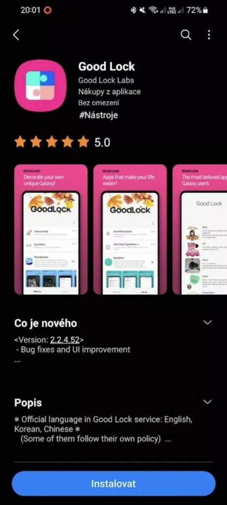 Samsung Good Lock ČR Galaxy Store obchod