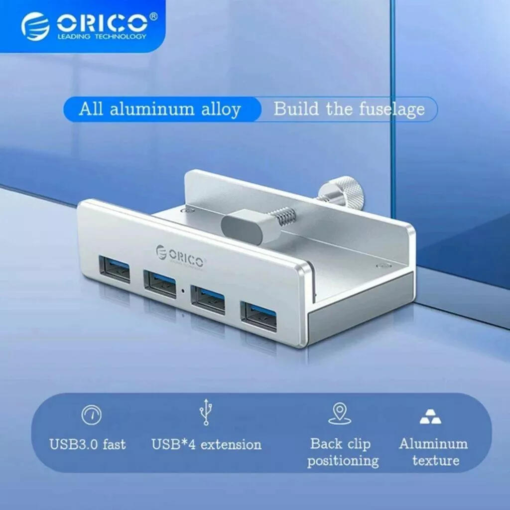 Upínací USB HUB Orico stříbrný