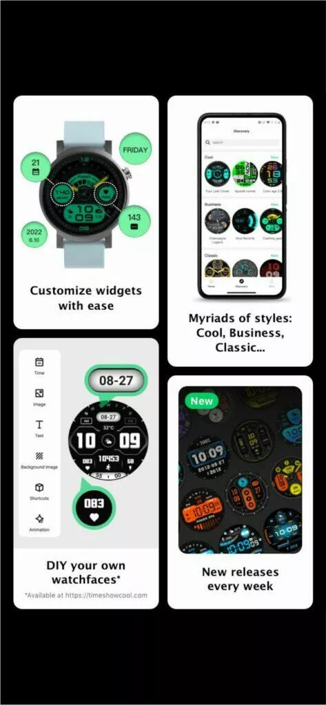 aplikace TimeShow ciferníky Wear OS Mobvoi Ticwatch funkce