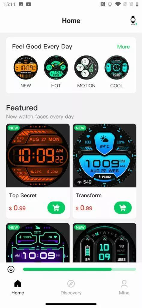 aplikace timeshow ciferniky wear os mobvoi ticwatch ukazka