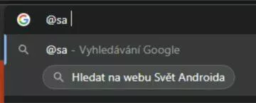 Google Chrome zkratky vyhledávání vlastní SA Svět Androida ukázka