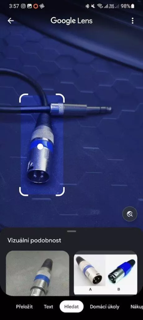 Google Lens vyhledávání fotoaparát objekt ořez