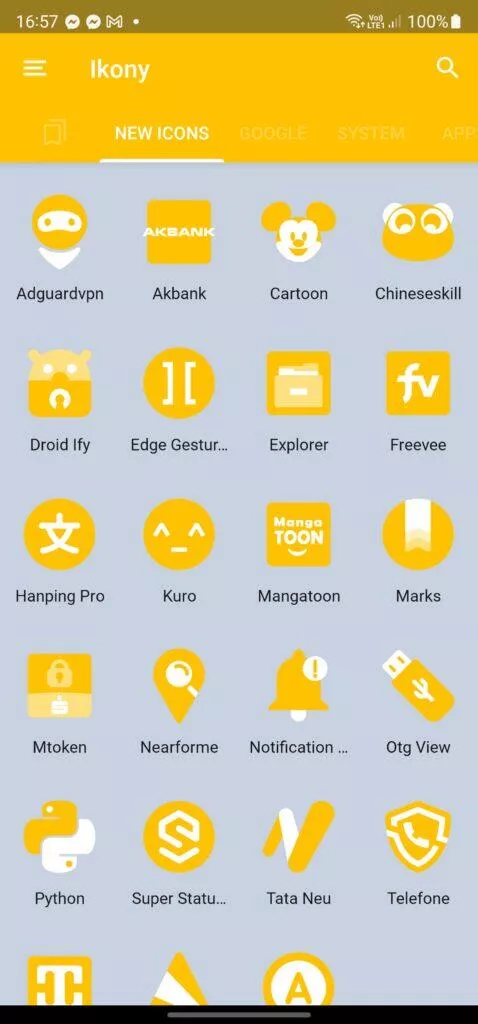 light yellow icon pack