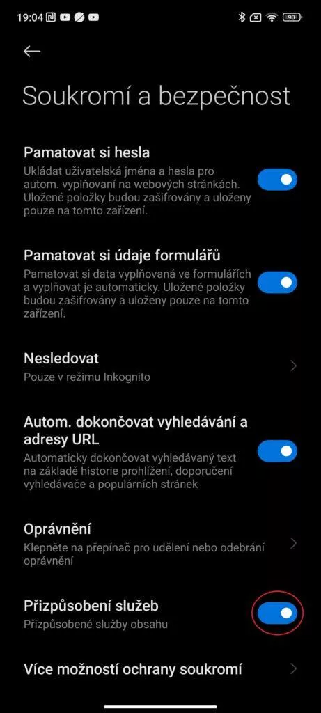 mi prohlížeč vypnutí reklam