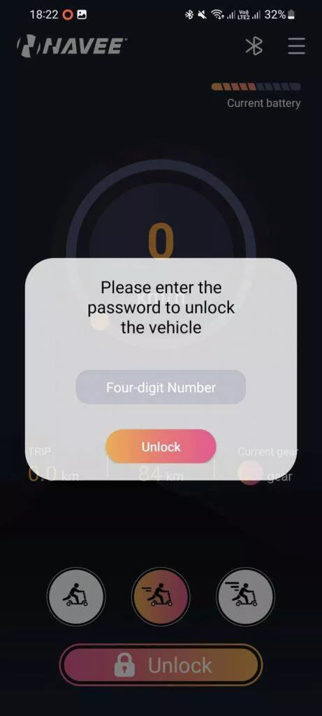 NAVEE N65 elektro koloběžka recenze aplikace Go Navee zámek PIN