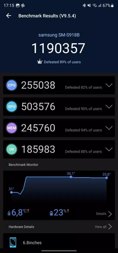 Samsung Galaxy S23 Ultra AnTuTu benchmark