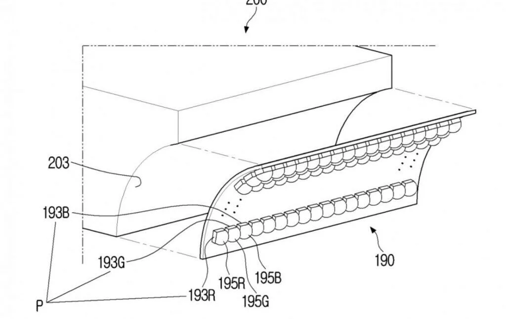 Samsung hodinky s projektorem patent výkres LED