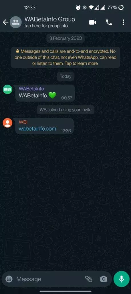 WhatsApp beta profilové obrázky fotografie skupinový chat ukázka