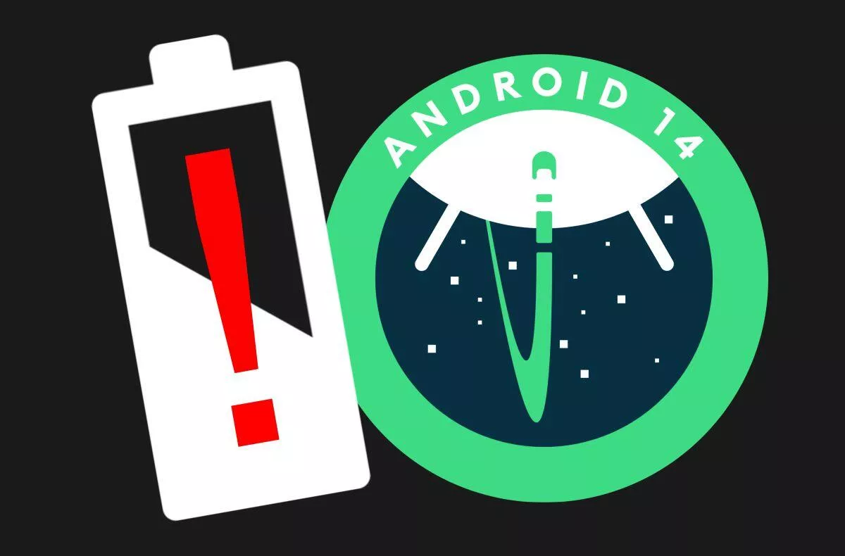 Android 14 stav baterie upozornění dvě procenta