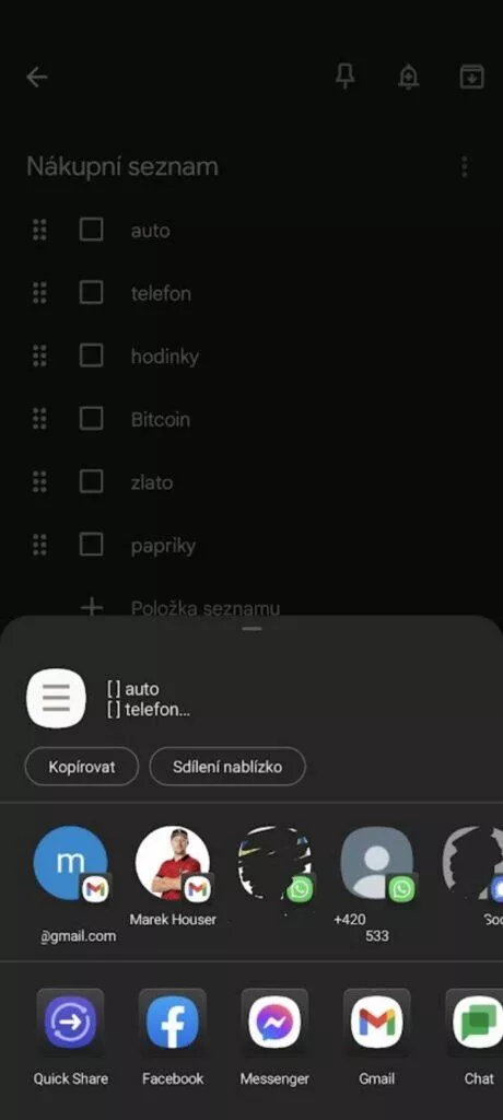 Google Keep poznámky sdílení Spolupracovník návod 6 aplikace nabídka