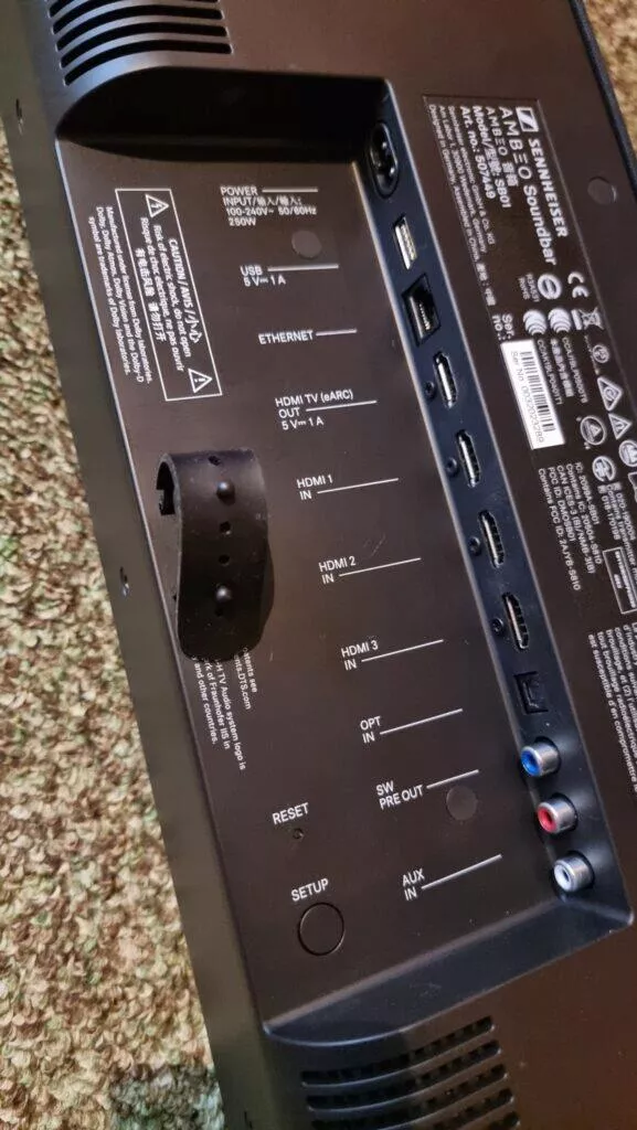 Sennheiser AMBEO Soundbar recenze konektory