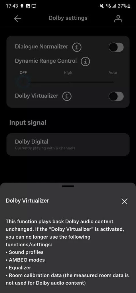 Sennheiser Smart Control nastavení Dolby