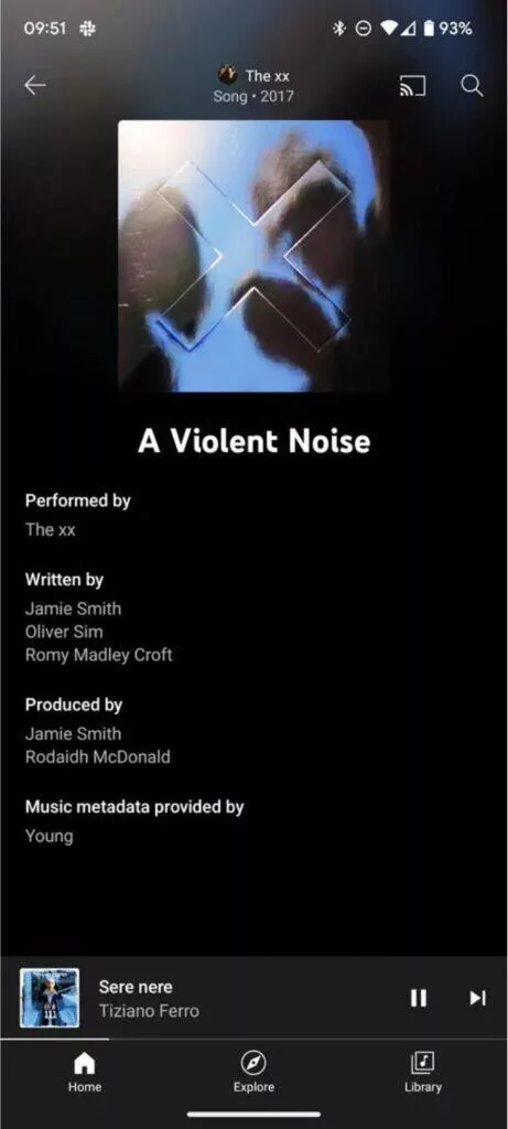 YouTube Music credits autoři a violent noise
