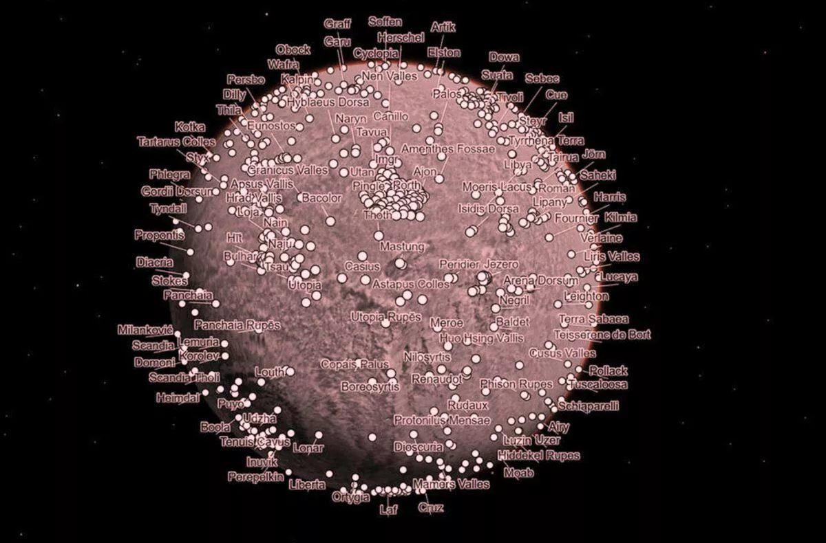 NASA Caltech Mars Mapa mozaika MRO