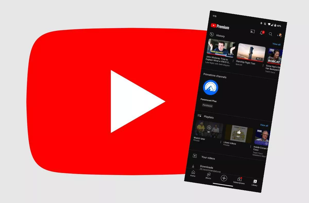 youtube aplikace playlisty carousel nabidka