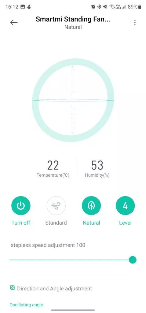 aplikace mi home ovládání ventilátoru