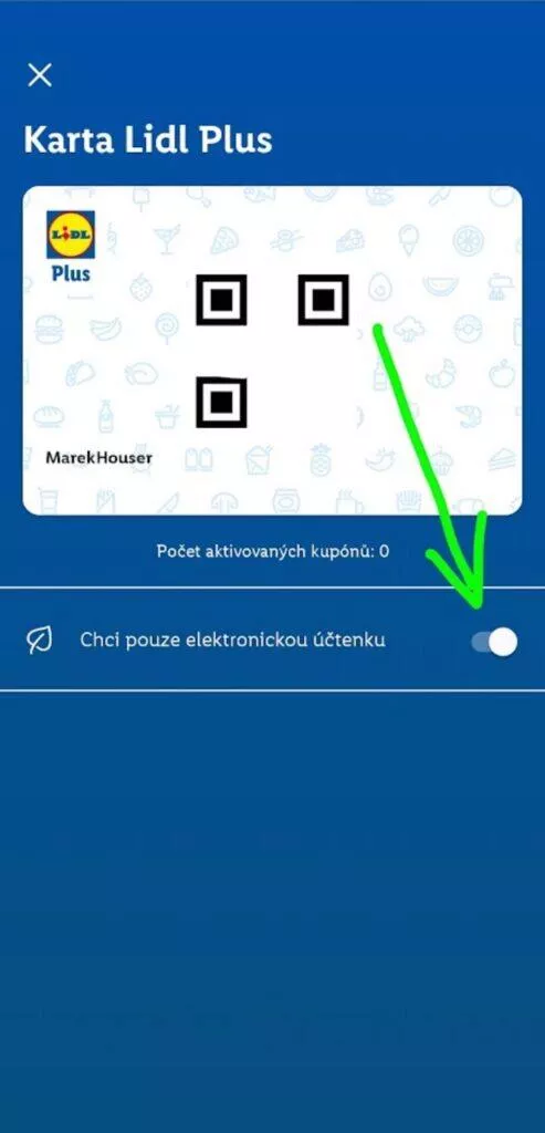 digitální účtenky aplikace návod LIDL přepínač