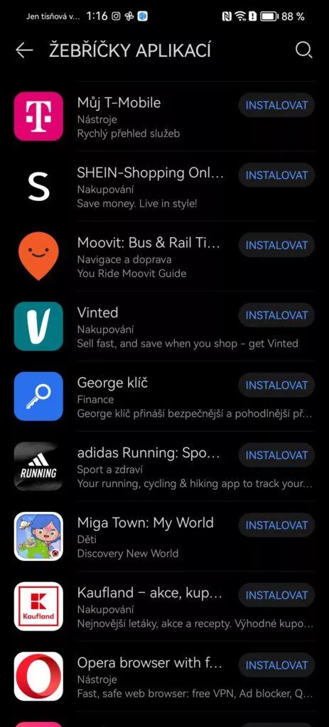 EMUI 13.1 Huawei P60 Pro obchod s aplikacemi