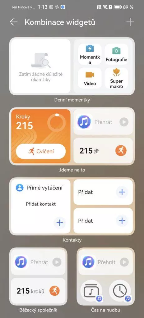 EMUI 13.1 Huawei P60 Pro vyber widgetů