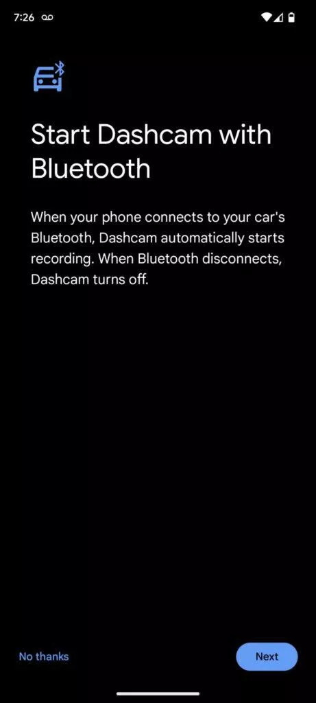 Google Android mobil telefon palubní kamera Personal Safety bluetooth nastavení