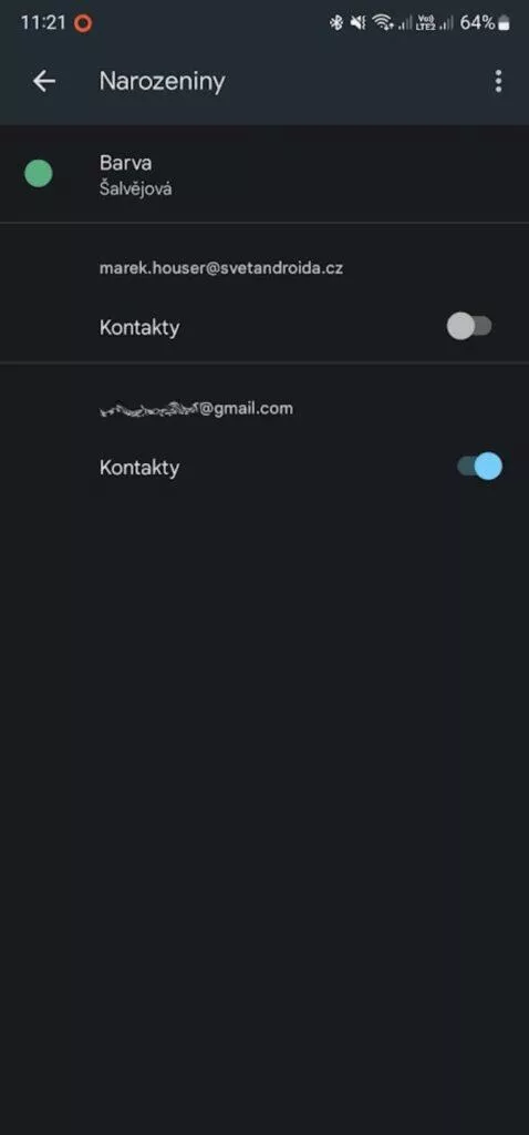 Google Kontakty narozeniny kalendář upozornění